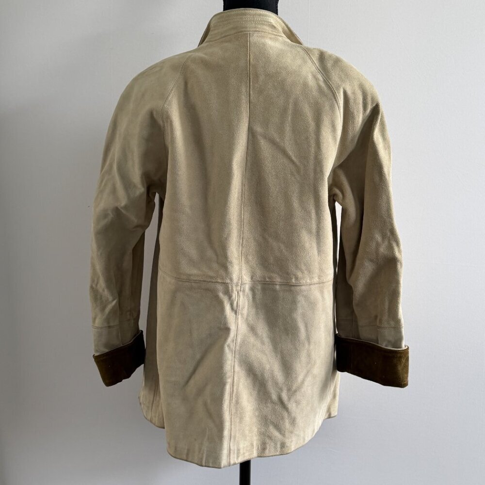 Vintage 80s JORDACHE Suede Leather Beige Jacket XS/S - Picture 5 of 16